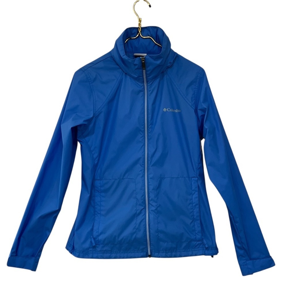 Columbia Hooded Packable Windbreaker Jacket Blue Size M